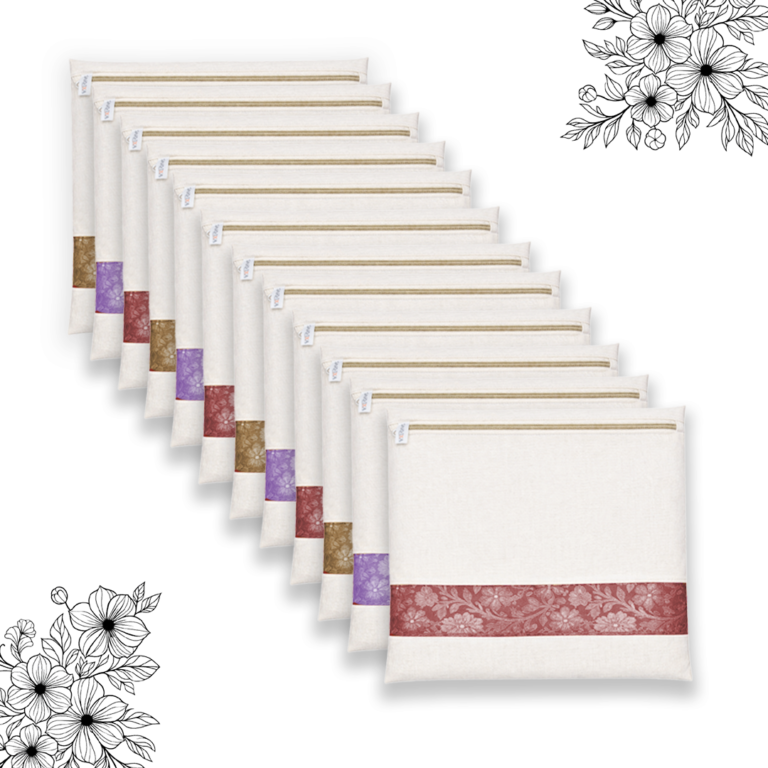 sarvixa premium cotton saree cover (pack of 12) | dustproof saree storage bags with durable zipper | wardrobe organizer